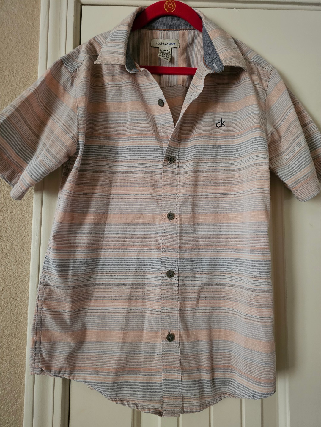 Calvin Klein Boys Striped Short-Sleeve Button-Down